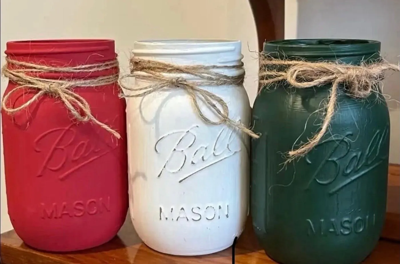 Chalk painted distressed mason jars holiday | Mercari
