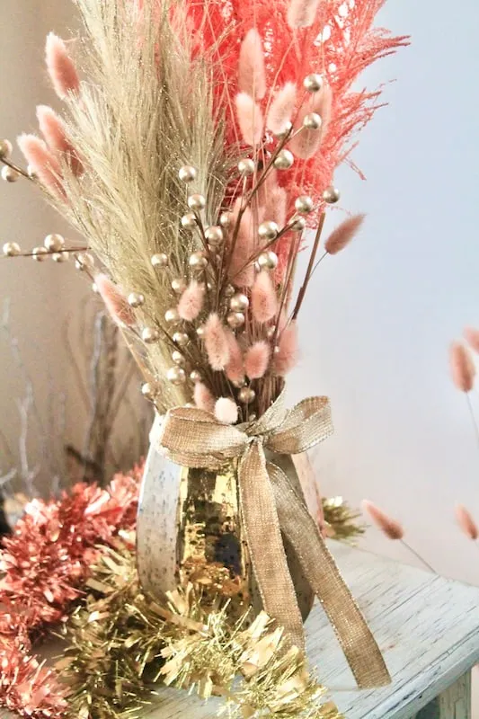 Chic DIY New Year's Eve Centerpiece with Pink and Gold Pampas Grass