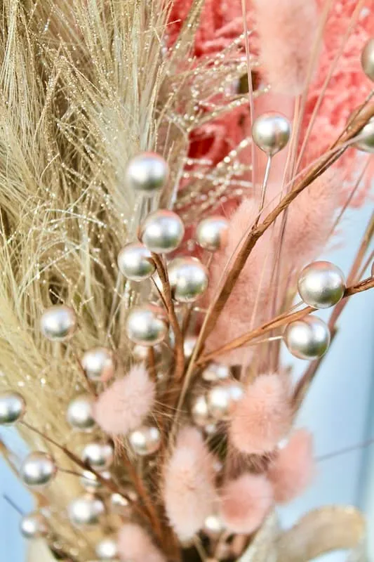 Chic DIY New Year's Eve Centerpiece with Pink and Gold Pampas Grass