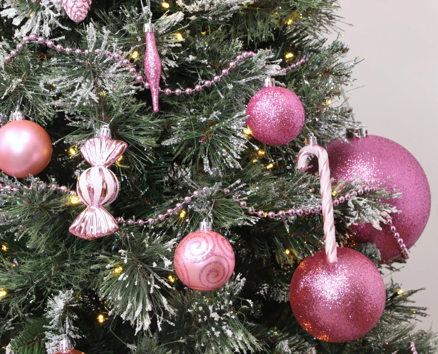 Christmas Concepts® Pack of 10 60mm - Christmas Tree Baubles - Shiny, Matte  & Glitter Decorated Baubles. (Baby Pink)