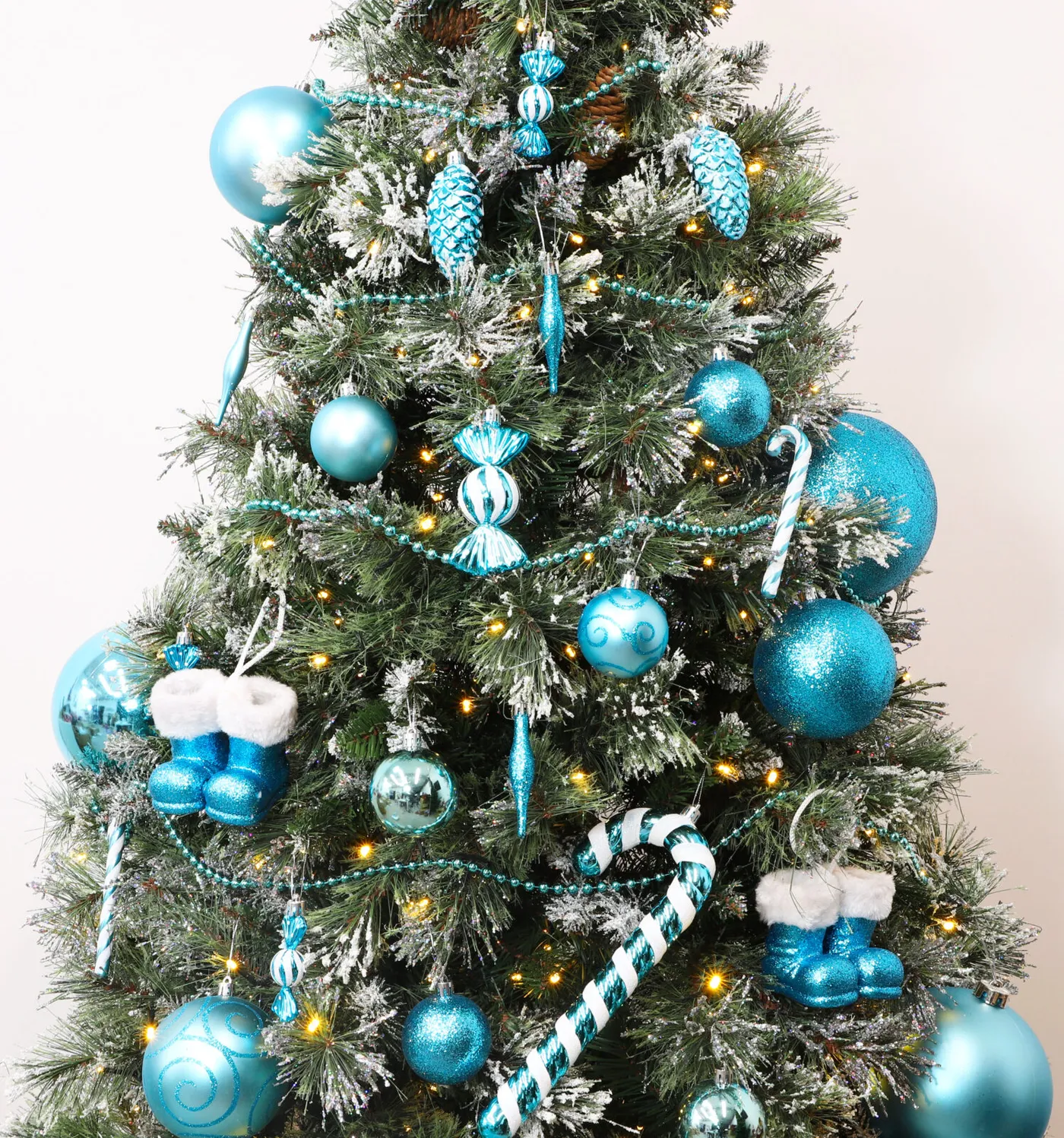 Christmas Concepts® Pack of 10 - 60mm Christmas Tree Baubles - Shiny, Matte & Glitter Decorated Baubles (Turquoise)