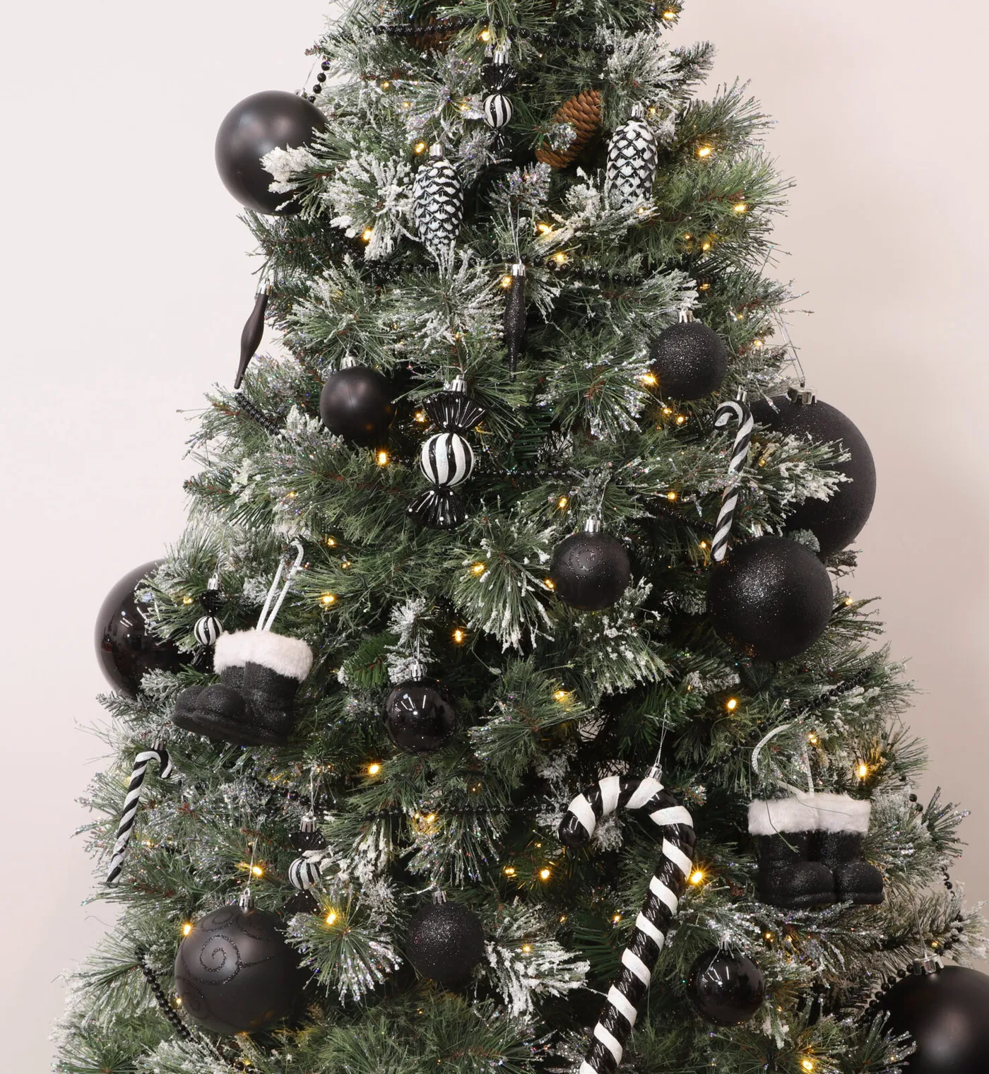 Christmas Concepts® Pack of 10-60mm Christmas Tree Baubles - Shiny, Matte &  Glitter Decorated Baubles (Black)