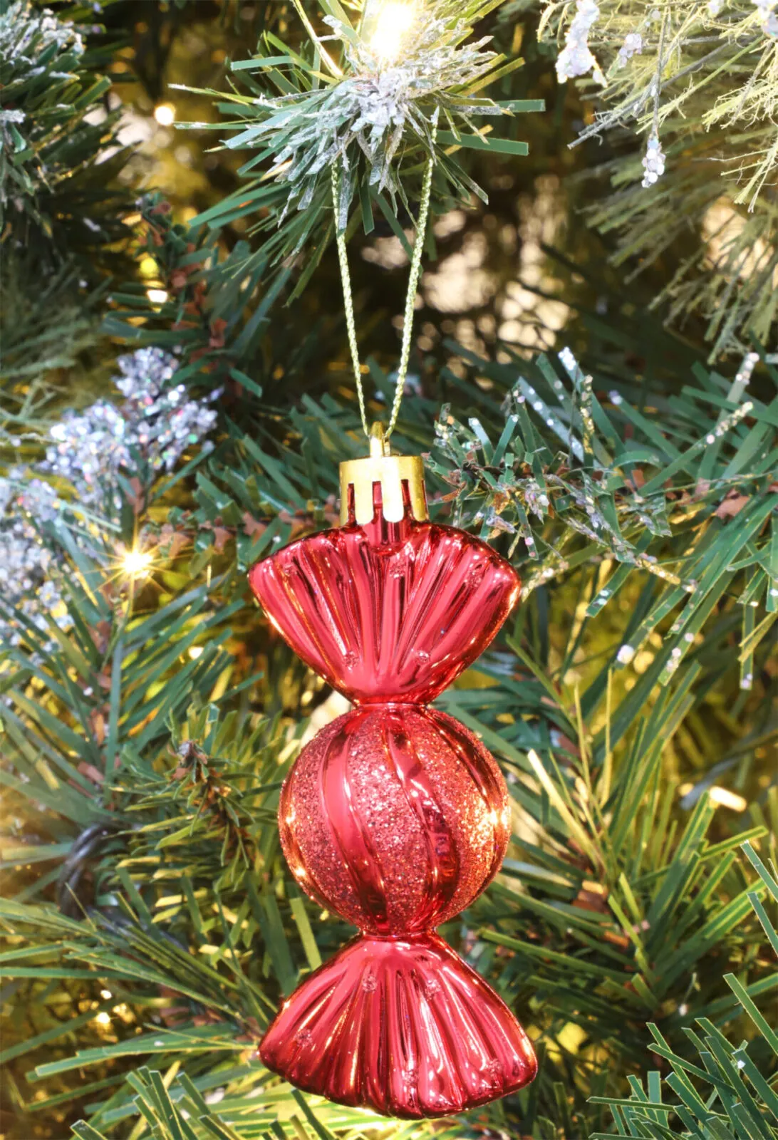 Christmas Concepts® Pack of 6–90mm Sweet Shaped Baubles – Shiny & Glitter  Decorated – Christmas Tree Decorations (Red) - Christmas Concepts