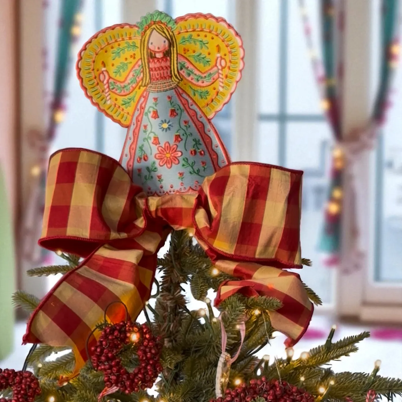 Christmas Decoration Angel Tree Topper Red FSC Paper Angel Christmas Tree  Topper Red Floralsilk