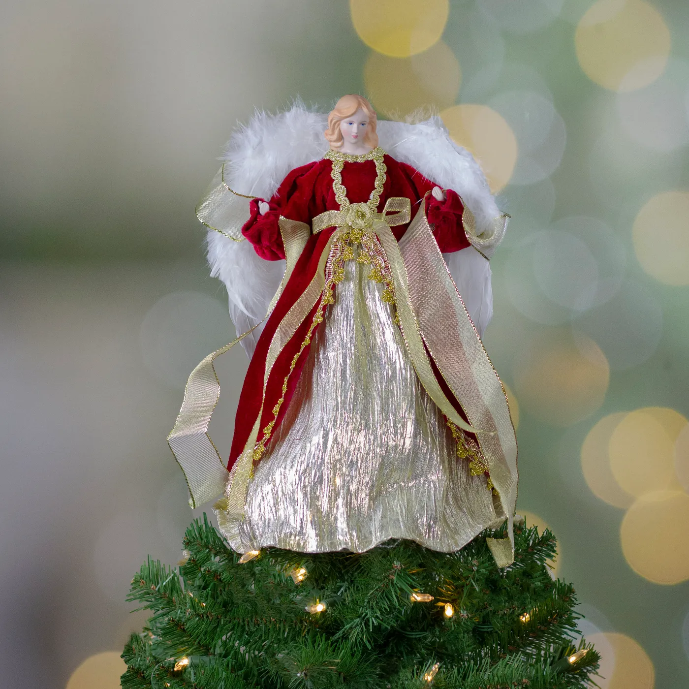 Christmas Decoration Angel Tree Topper Red FSC Paper Angel Christmas Tree  Topper Red Floralsilk