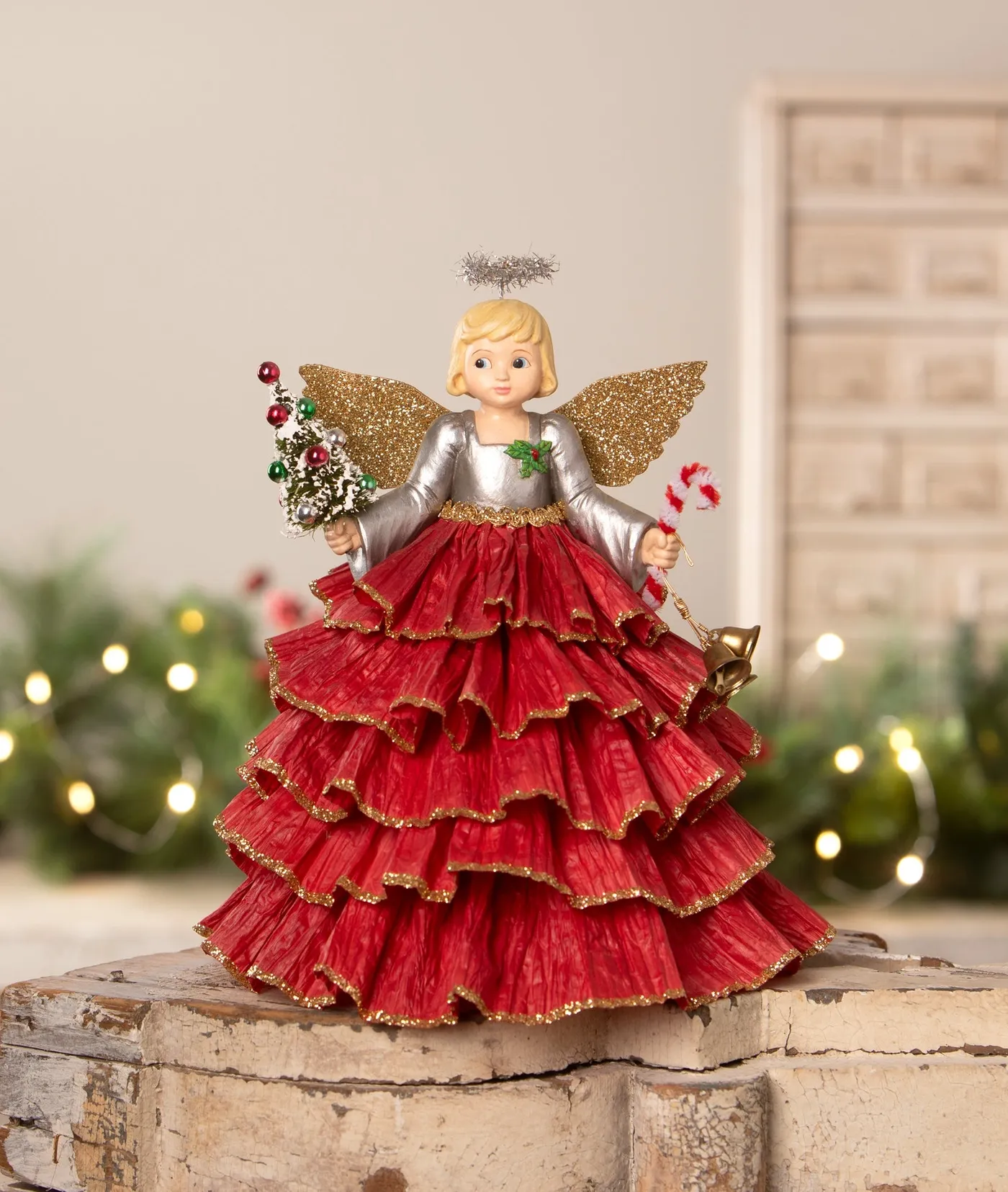 Christmas Decoration Angel Tree Topper Red Joyful Angel Tree Topper,  Christmas: Olive Cocoa, LLC