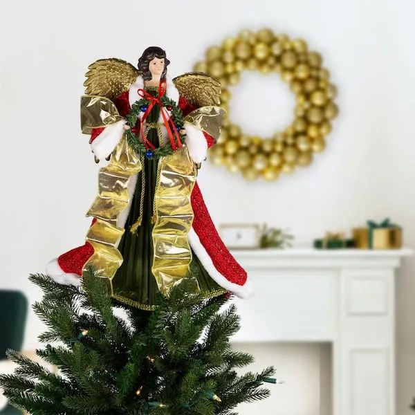 Christmas Decoration Angel Tree Topper Red FSC Paper Angel Christmas Tree  Topper Red Floralsilk