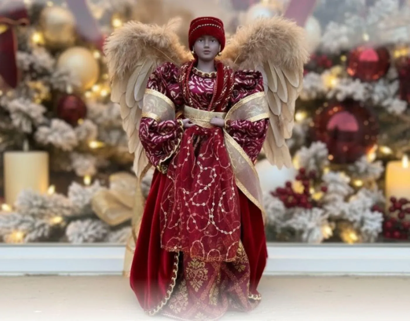 Christmas Decoration Angel Tree Topper Red FSC Paper Angel Christmas Tree  Topper Red Floralsilk