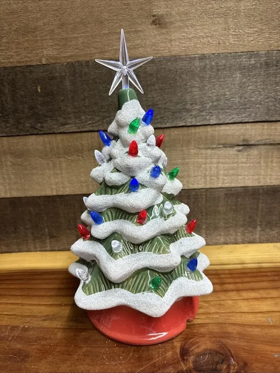 Christmas Decorations Battery Operated Ceramic Christmas Tree Mini Ceramic  Christmas Tree Small Holiday Nightlight