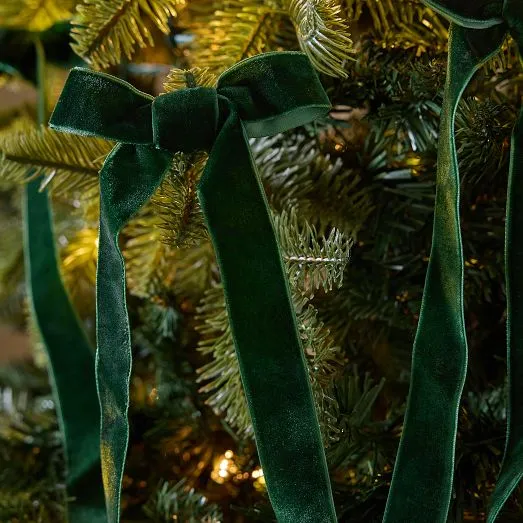 Christmas Decorations Velvet Ribbon Green Vintage Green Velvet Bow Hanging  Decoration Homeware Lisa Angel