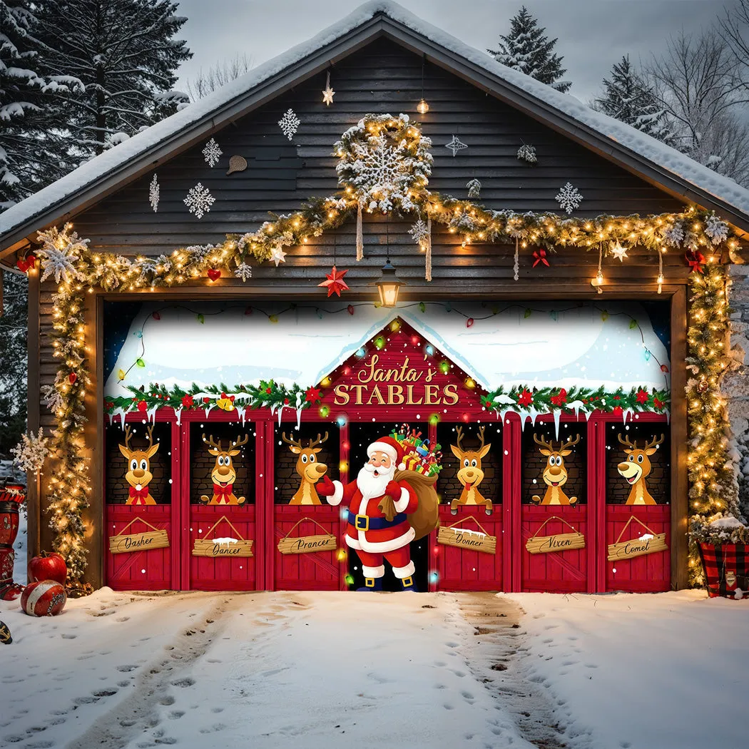 Christmas Garage Door Banner Decoration - Santa's Stables – Million Sunny