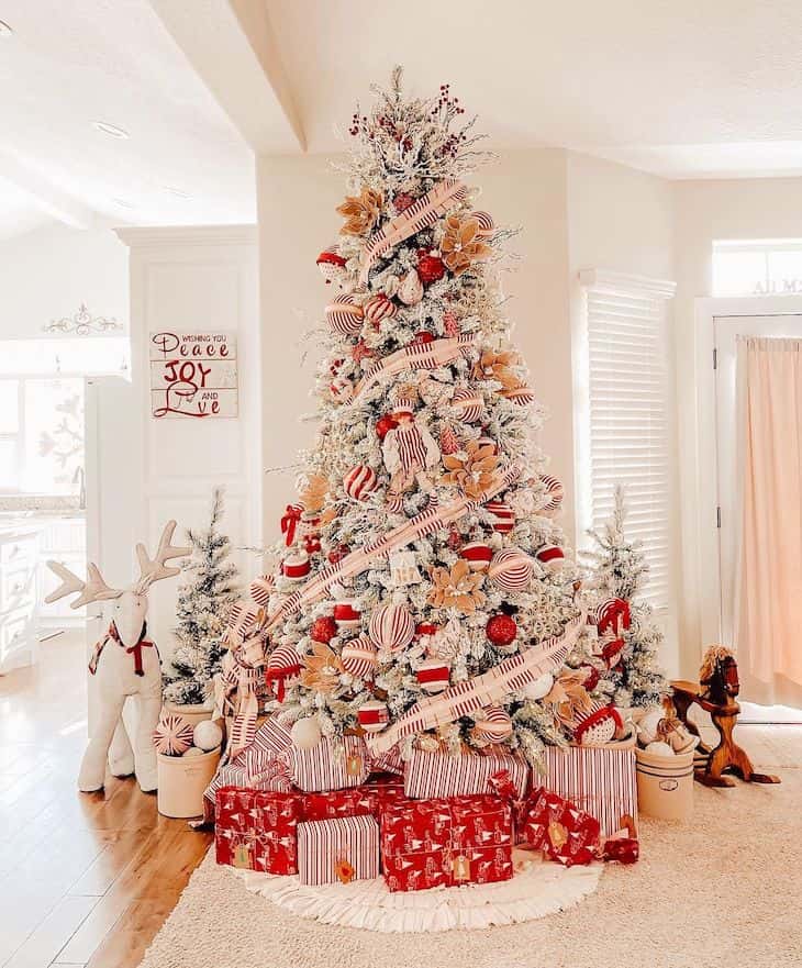 Christmas homes - Red, white and green Christmas decor - Farmhousehub