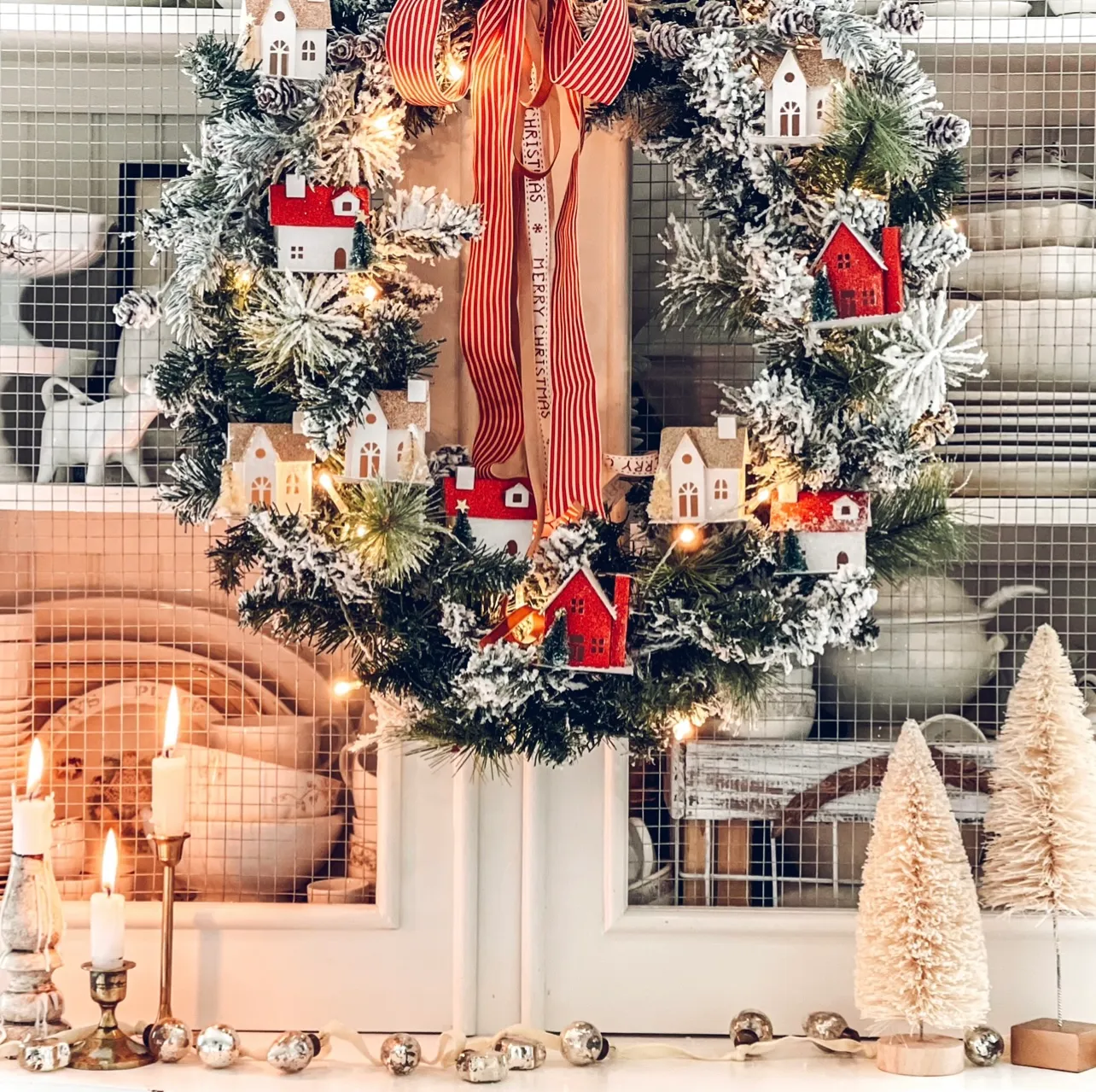 Christmas in July - a whimsical winter wreath and a magical winter village - LeCultivateur