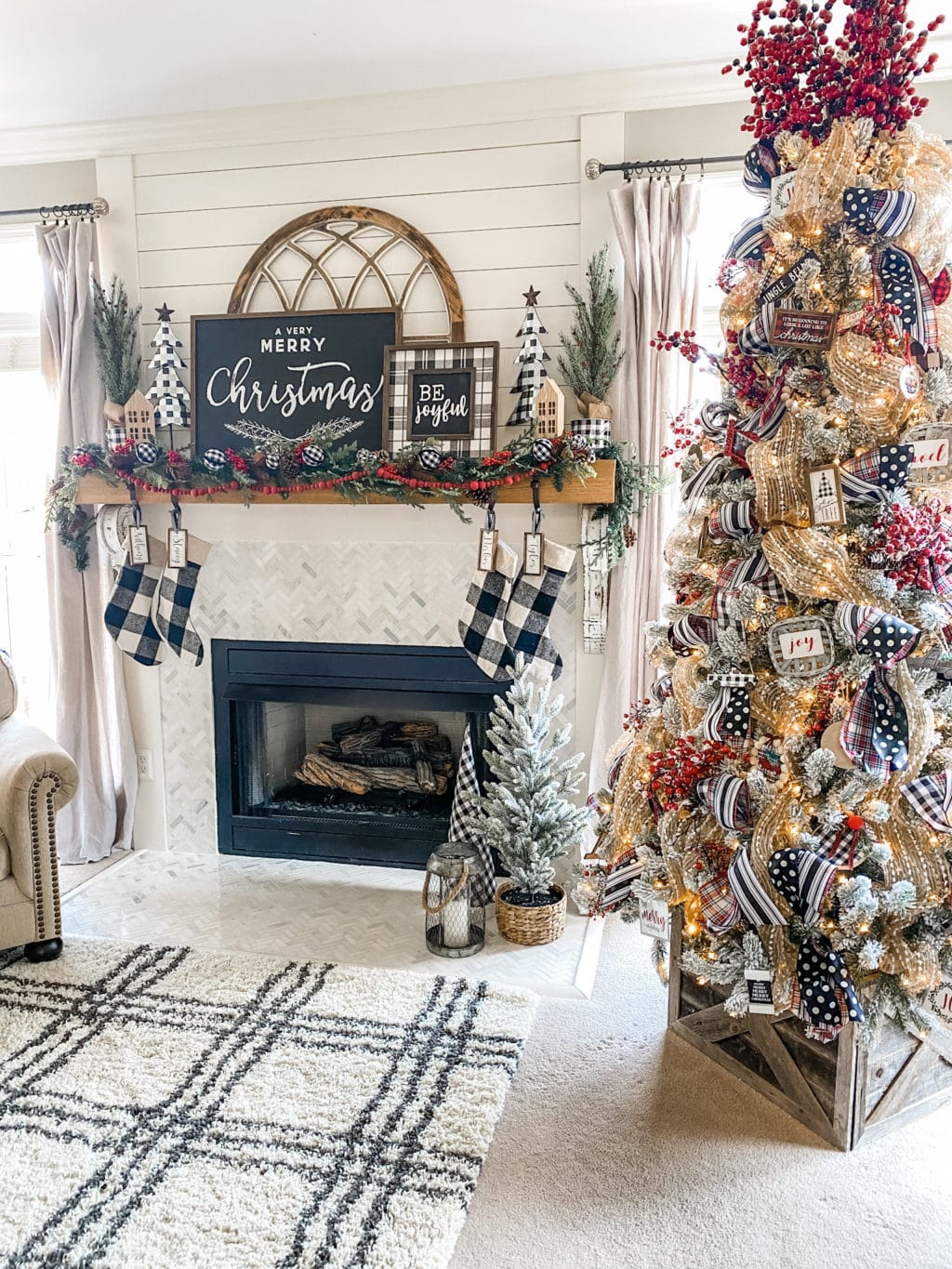 Christmas living room using plaids! - Wilshire Collections
