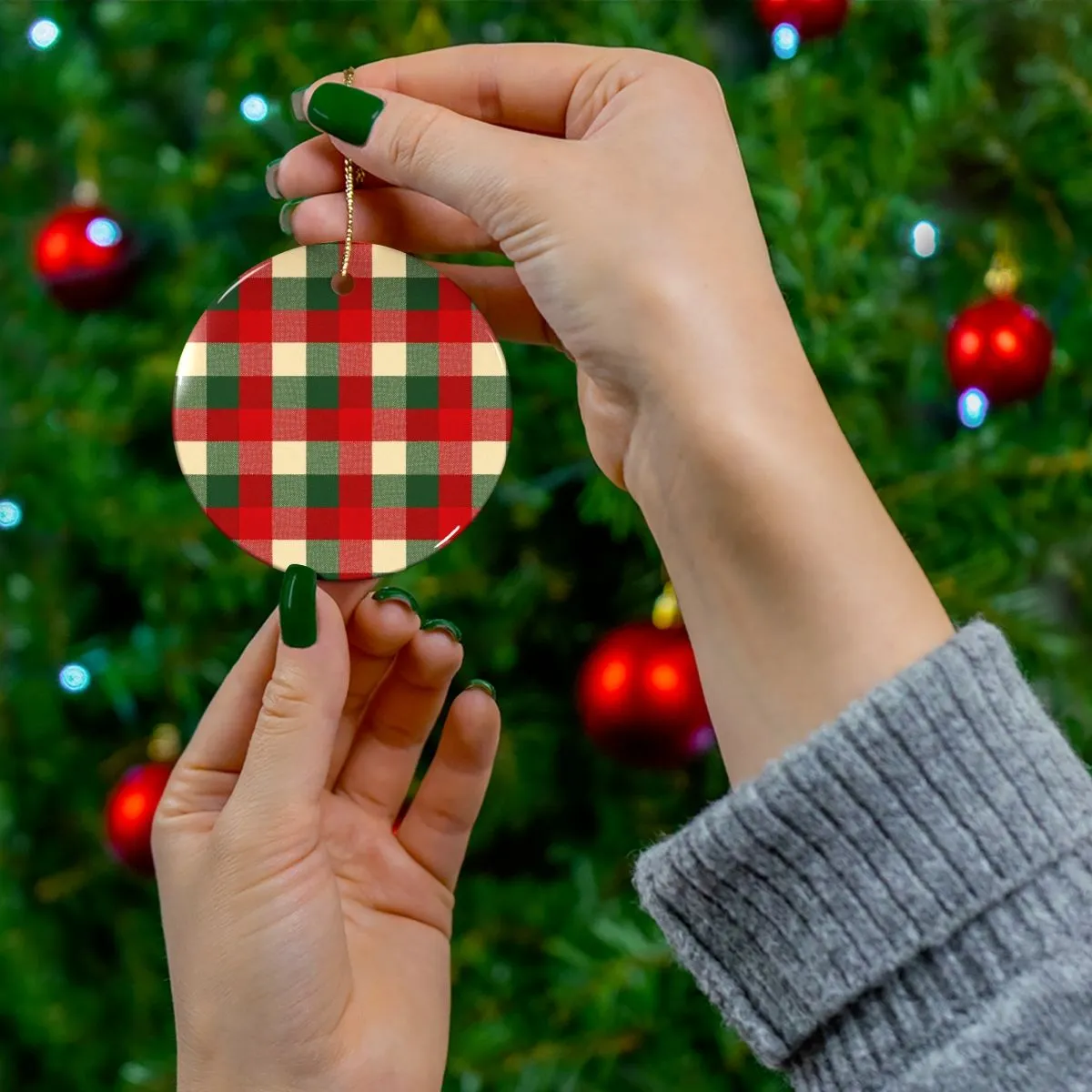 Christmas Plaid Shaped Ornaments