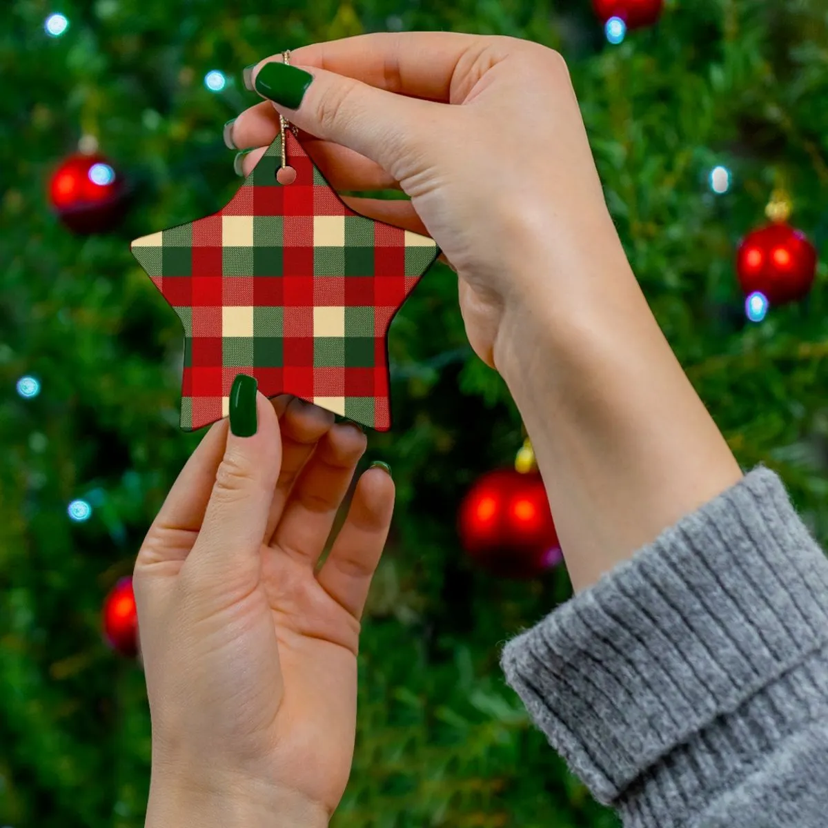 Christmas Plaid Shaped Ornaments
