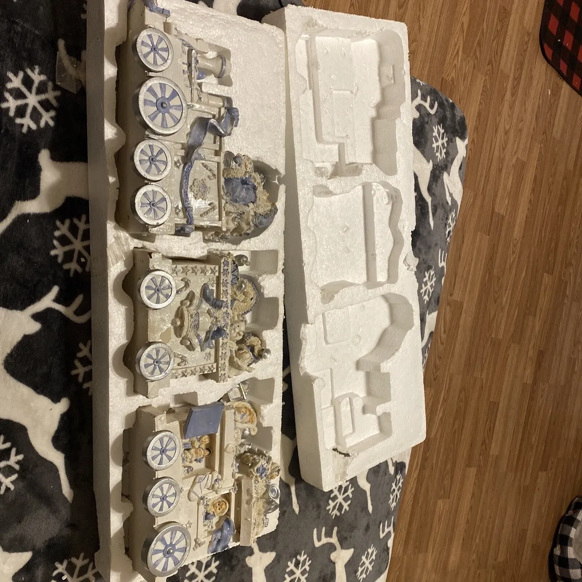 Christmas Santa Train 3 Piece Large Mantel Decoration Wood | eBay UK