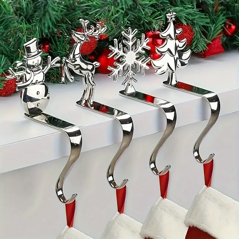 christmas stocking rack polished golden silvery metal hooks - Temu Mauritius