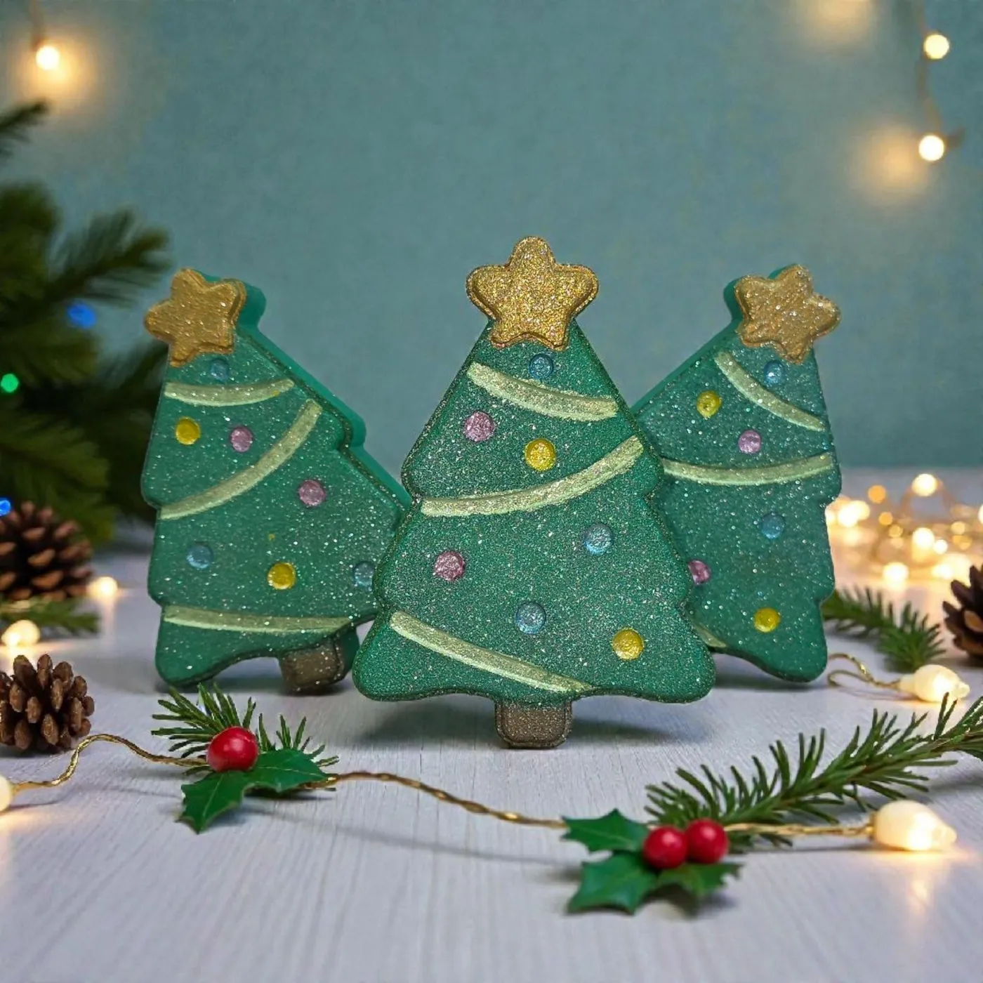 Christmas Tree Bath Bomb – Green Apple & Green Tea Cucumber – Soaps By Lela