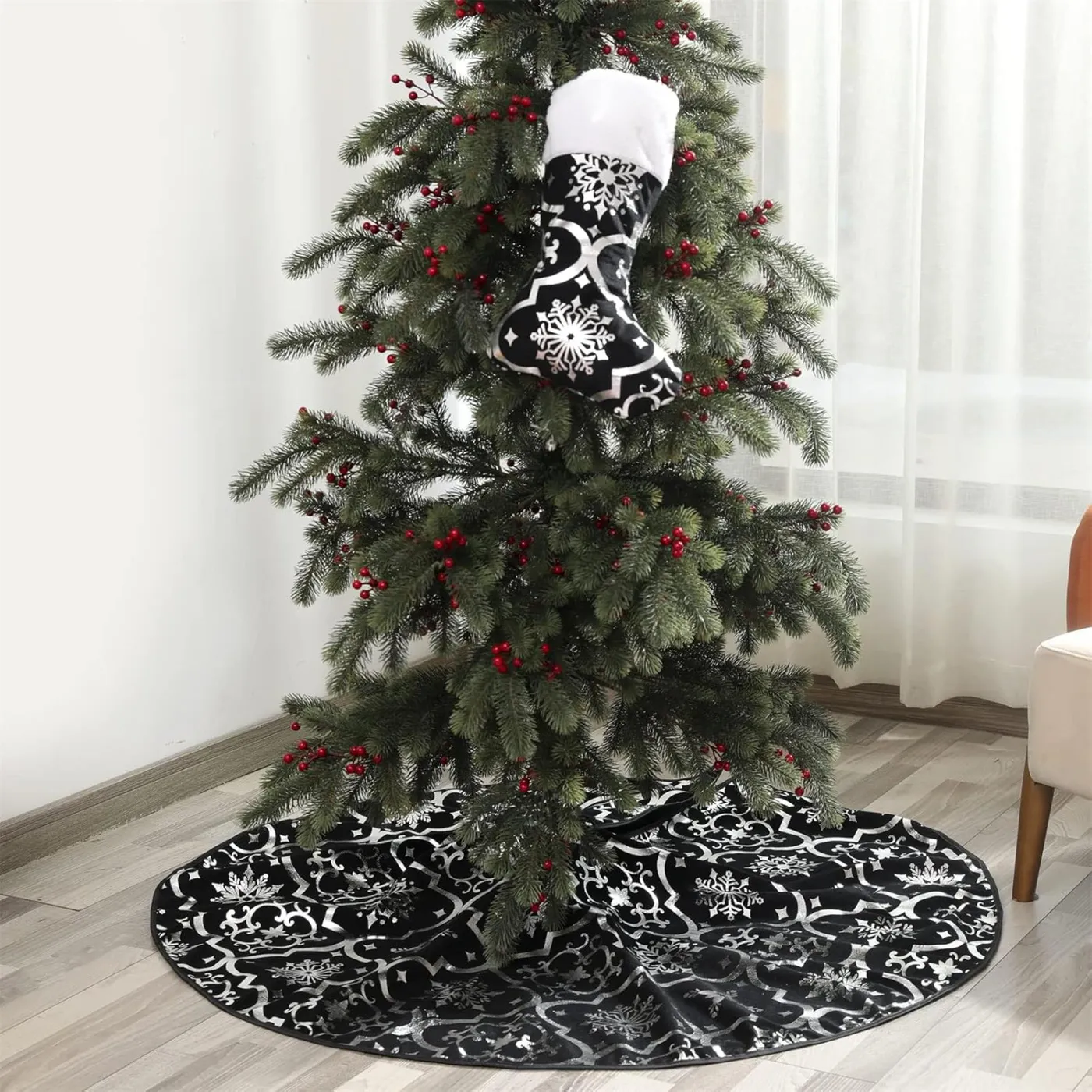 Christmas Tree Collar Snowflake Tree Skirt Vaidha Personalized Christmas Tree Skirt With Snowflake Reindeer Print Festive
