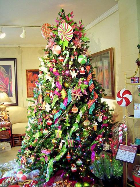 Christmas Tree Decoration Blending Purple and Pink Colors into Winter  Holiday Decor