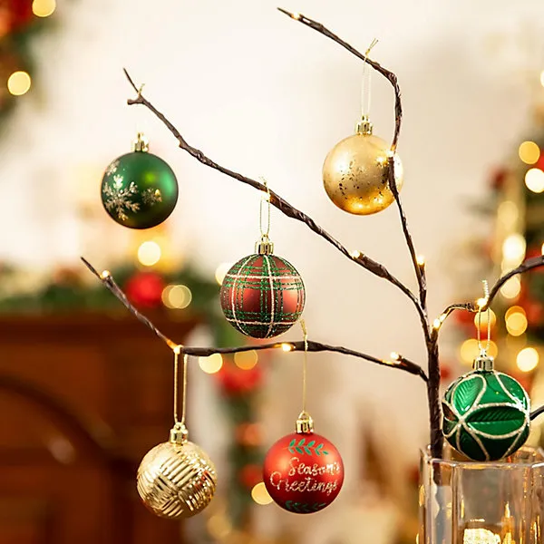 Christmas Tree DecorationsRed, Green and Gold Baubles 30pcs 6cm  Shatterproof Balls Ornaments for Xmas Tree Decoration
