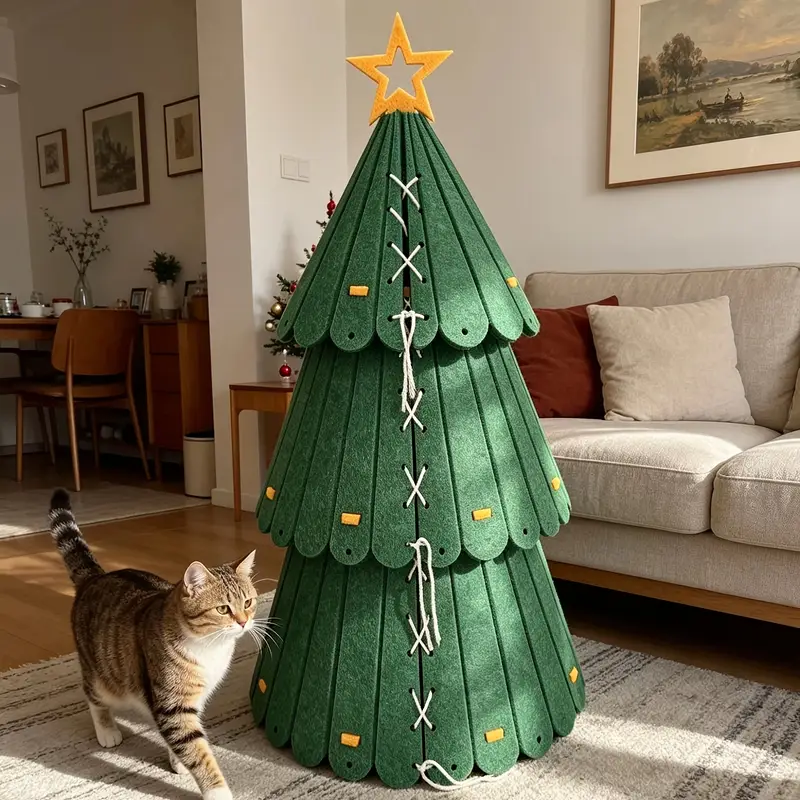 christmas tree shaped double layer felt cat house scratch - Temu Cyprus