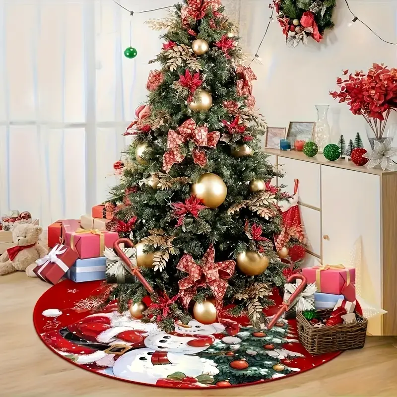 christmas tree skirt santa claus snowman style polyester - Temu Oman