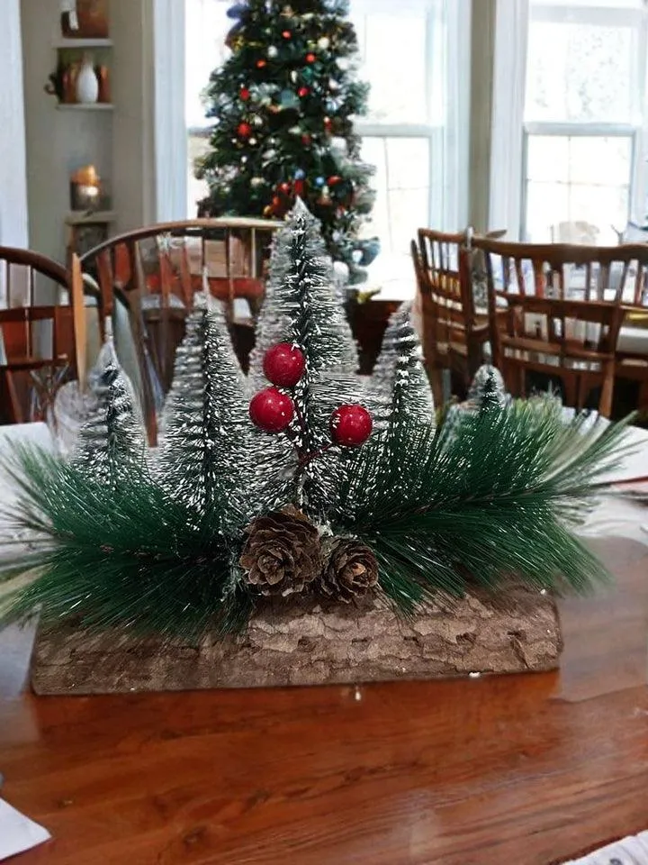 Christmas Trees Holiday/Christmas Lot Table Top Craft Fabrics Trees Table Top Christmas Decor With Wooden Log Set Christmas Tree Miniature Decor For Tables