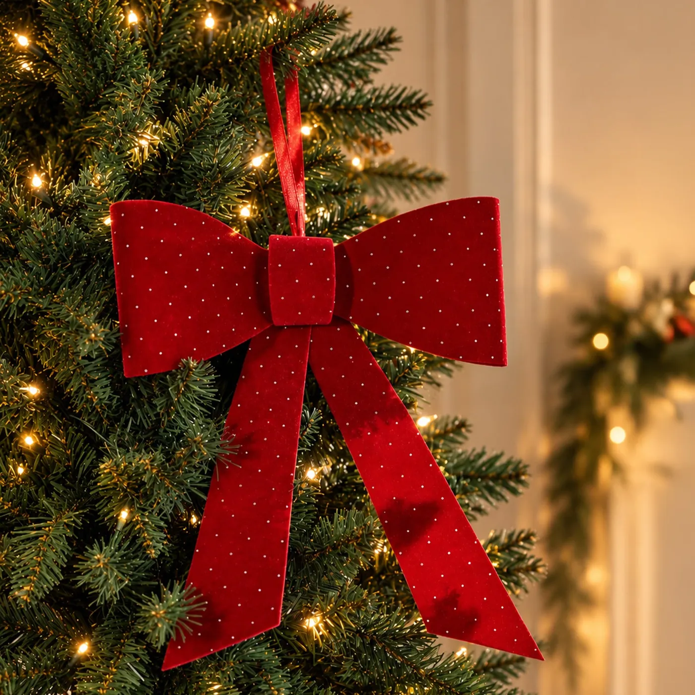 Christmas Wishes Red Velvet Present Bow | Bed Bath & Beyond NZ