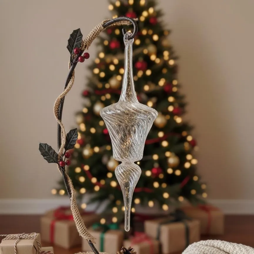 Clear Lantern Swirl Glass Ornaments