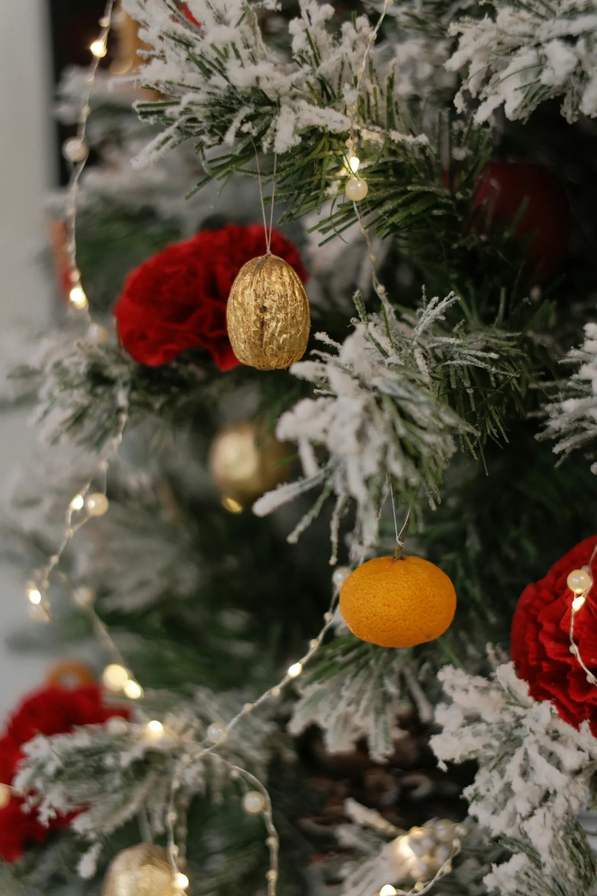 Close-up of a decorated christmas tree with ornaments