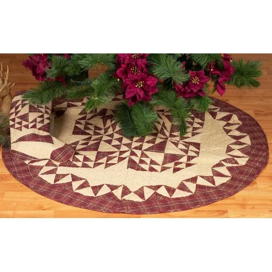 Colonial Patches Burgundy Medium Christmas Treeskirt