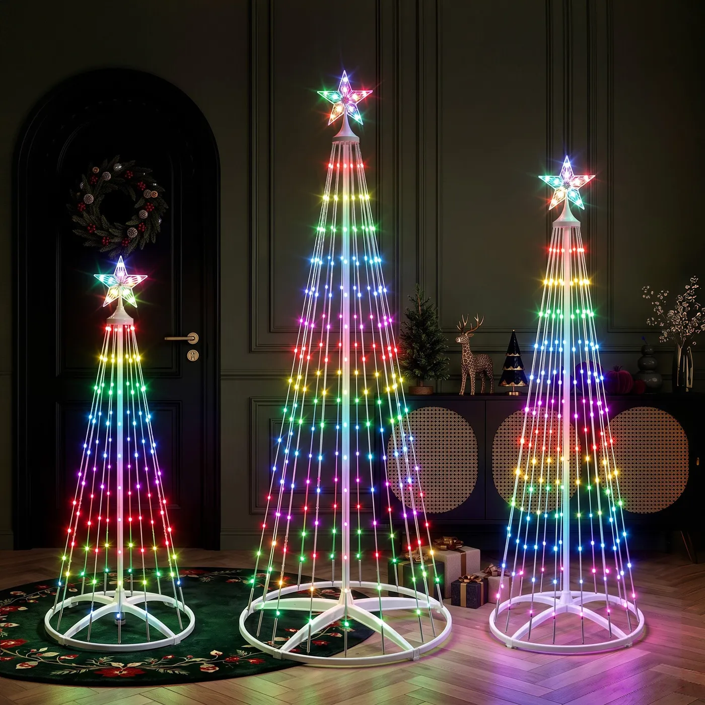 Color-Changing LED Cone Tree Set 4–6FT | VeriNatural