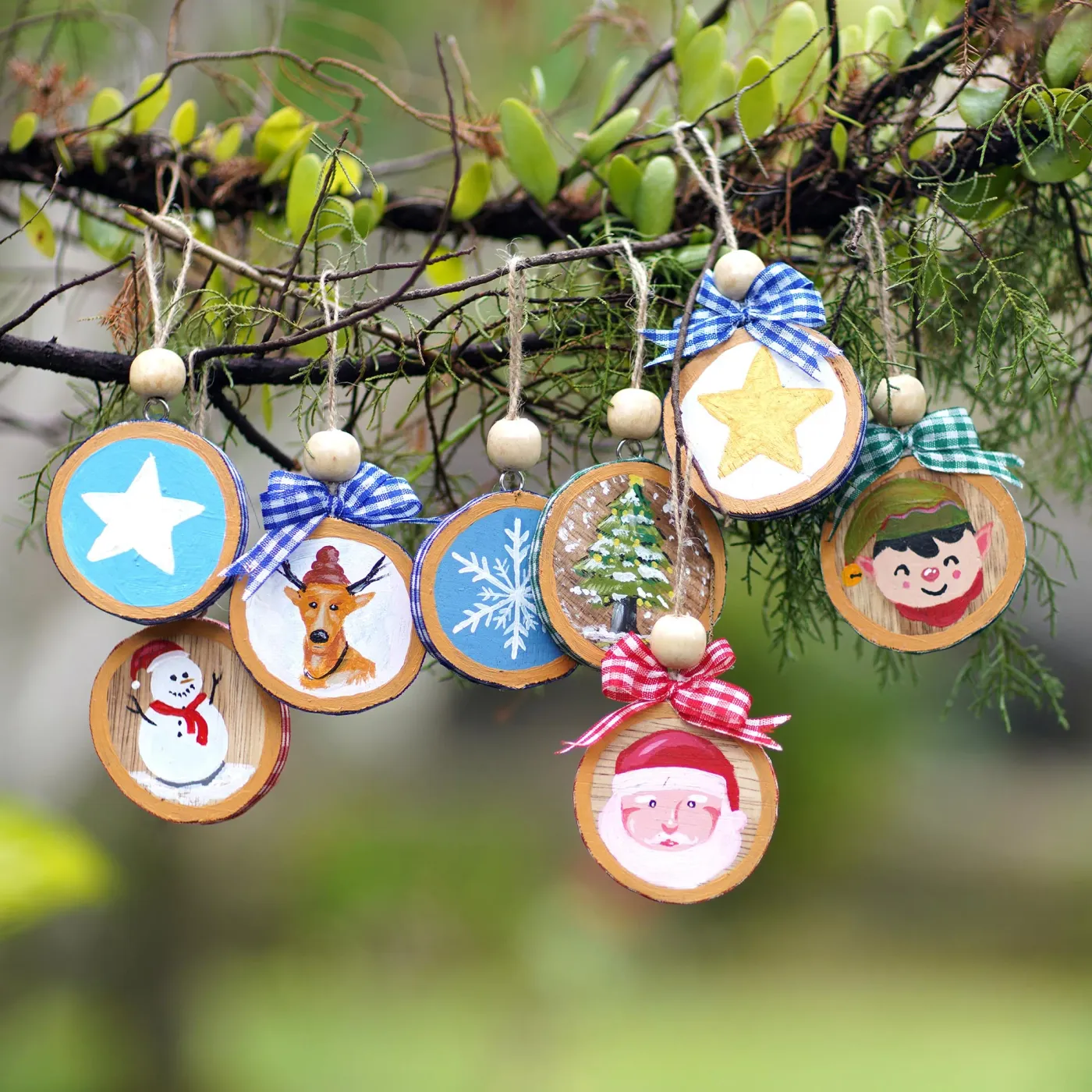 Colorful Albesia Wood Holiday Ornaments (Set of 8) - Making Merry | NOVICA