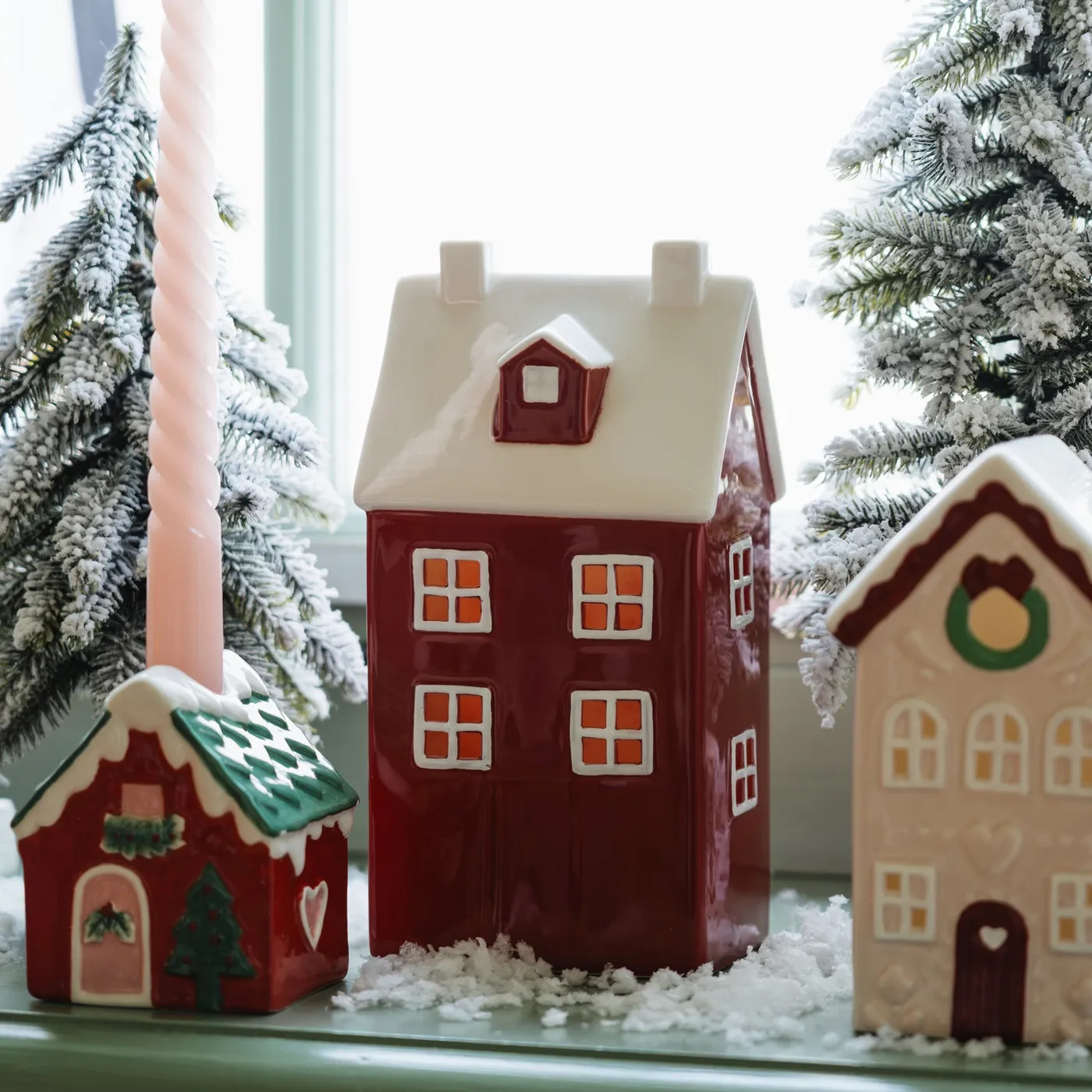 Cosy Christmas village with colourful houses