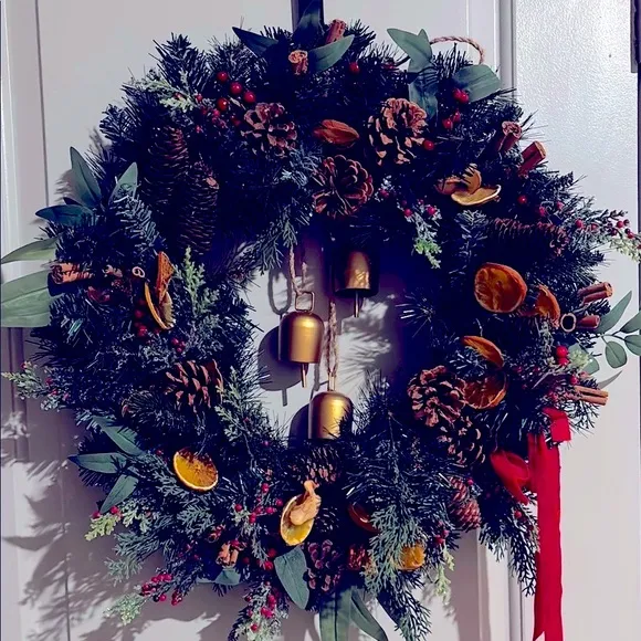 Country Farmhouse WinterBerry Wreath Stunning Bell Southern Charm Natur…