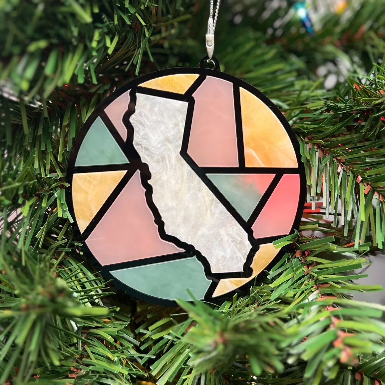 Custom Acrylic Stained Glass State Ornament