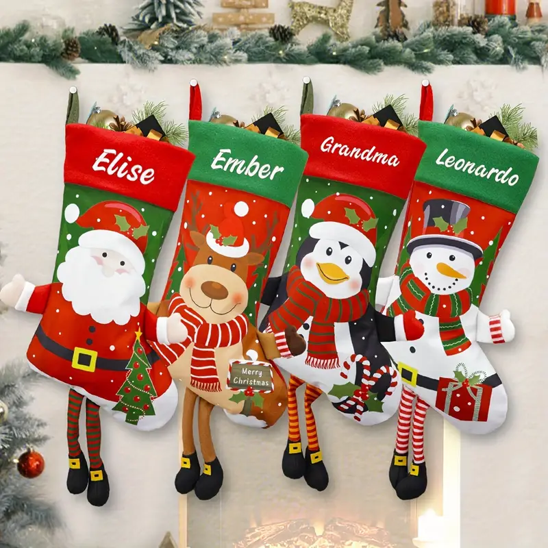 custom embroidery long legged christmas stockings home - Temu Bahrain