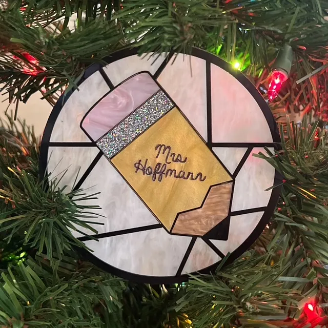 Custom Teacher Christmas Ornament – Personalized Pencil Ornament, Teacher  Gift, Teacher Appreciation, Stained Glass Style Ornament - Spouse-ly