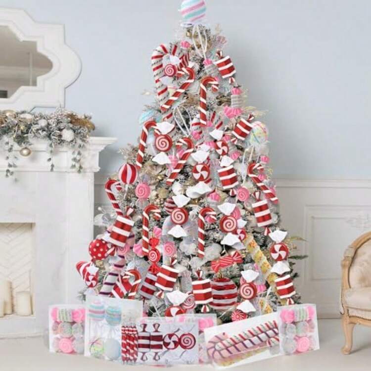 DChristmas Cane Lollipop Ornaments For Christmas Tree 14Pcs Xmas Plastic  Peppermint Christmas Tree Hanging Pendants For Xmas Party Indoor New Year  Holiday Home Decorations Red | SHEIN USA