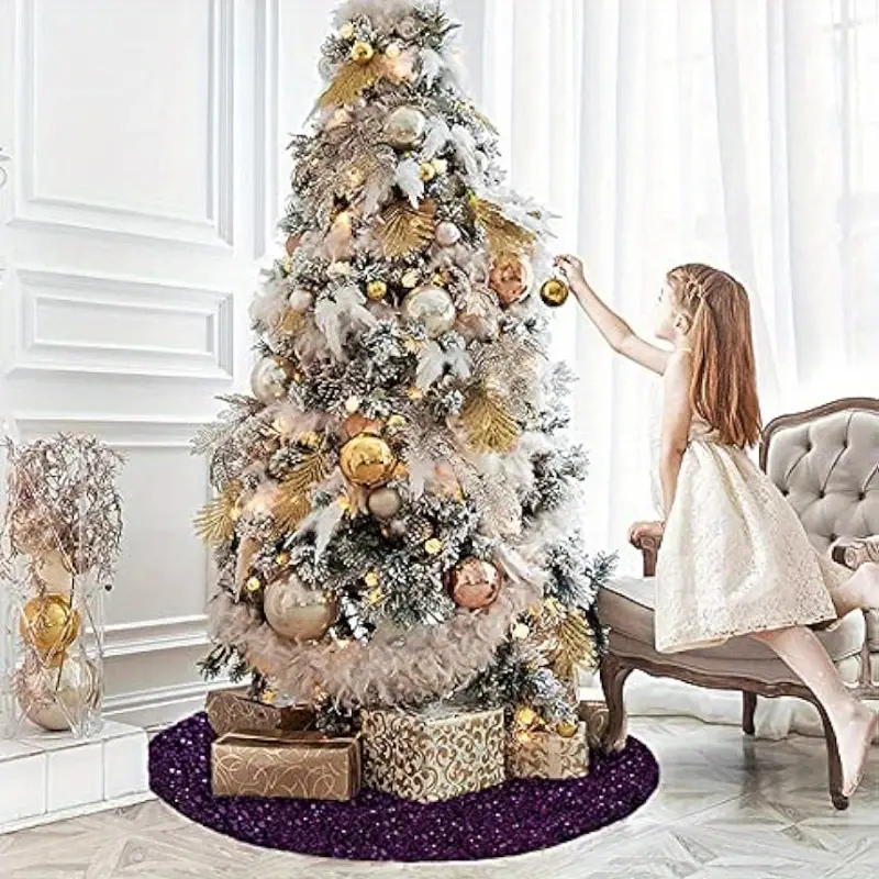 diameter 36 47 inch decorated xmas tree skirt purple - Temu