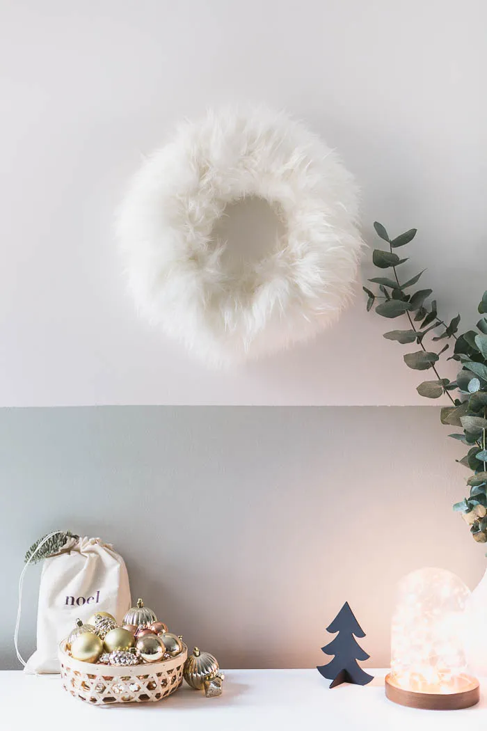 DIY Faux Sheepskin Christmas Wreath | Fall For DIY
