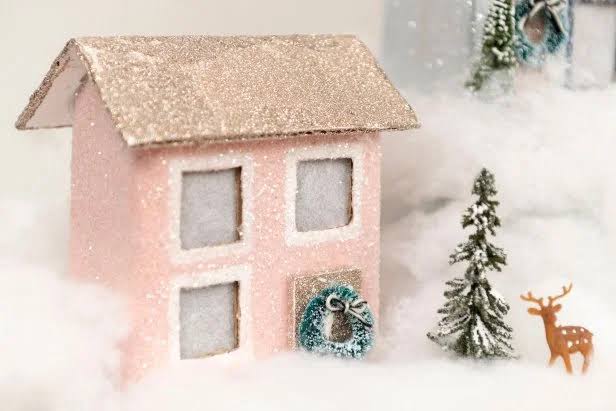 DIY Glitter Christmas Village House | HGTV