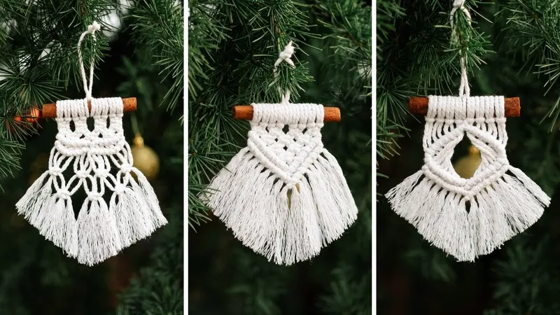 DIY Macrame Christmas Tree Ornaments with Cinnamon Sticks | Easy Macrame Holiday Decoration Tutorial