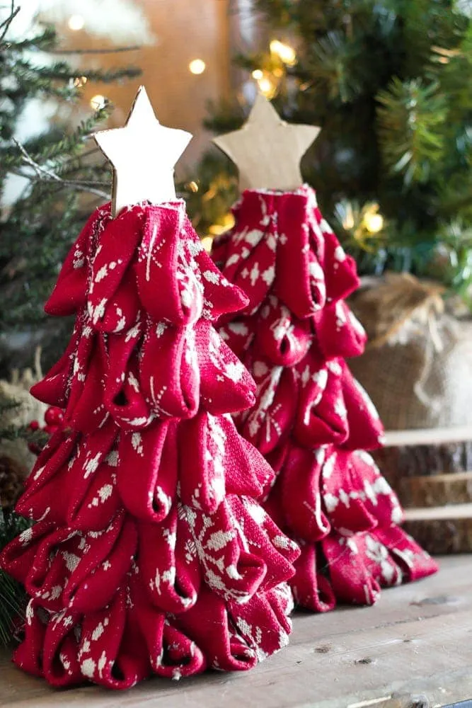 DIY Nordic Sweater Mini Christmas Trees - Bless'er House