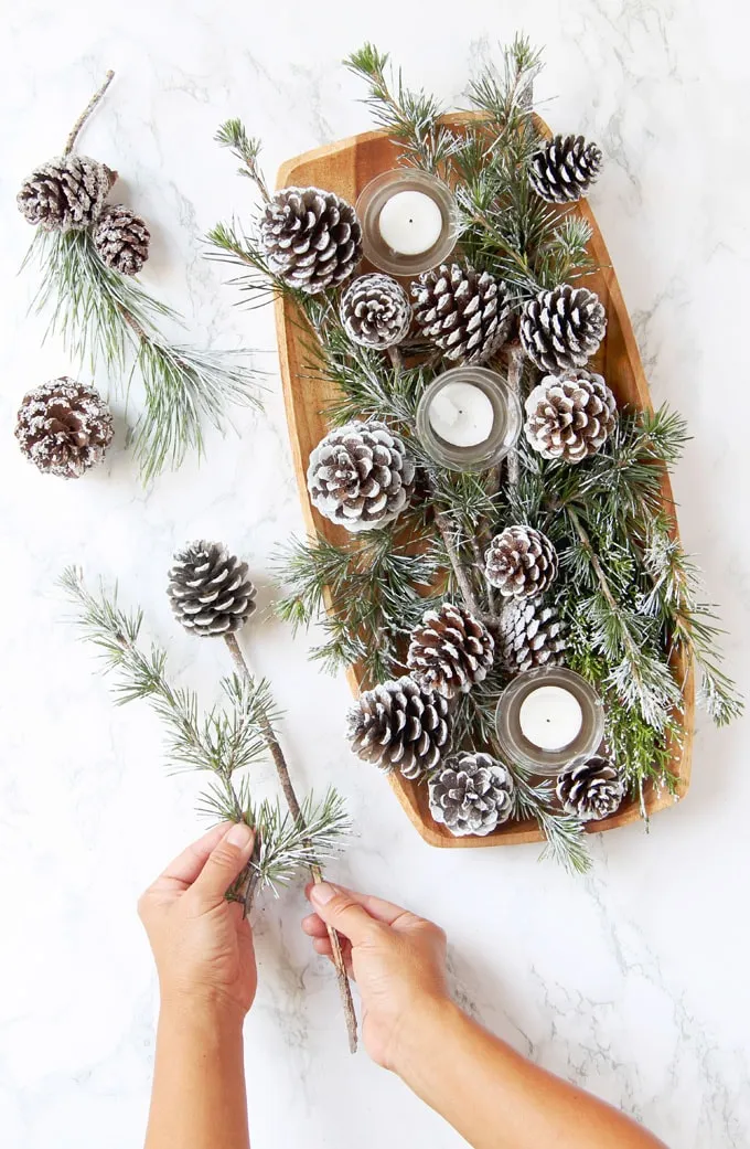 DIY-snow-covered-pine-cones-frosted-branches-pinecone -craft-winter-wedding-Thanksgiving-Christmas-decorations-farmhouse-apieceofrainbow-14  - Megan Morris