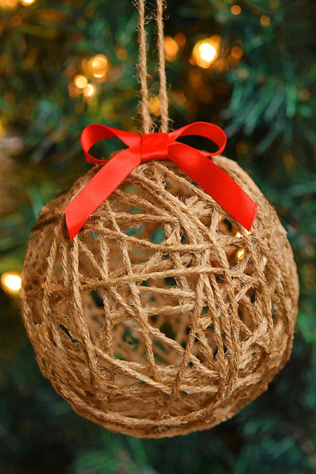 DIY Twine Ball Ornaments - One Little Project
