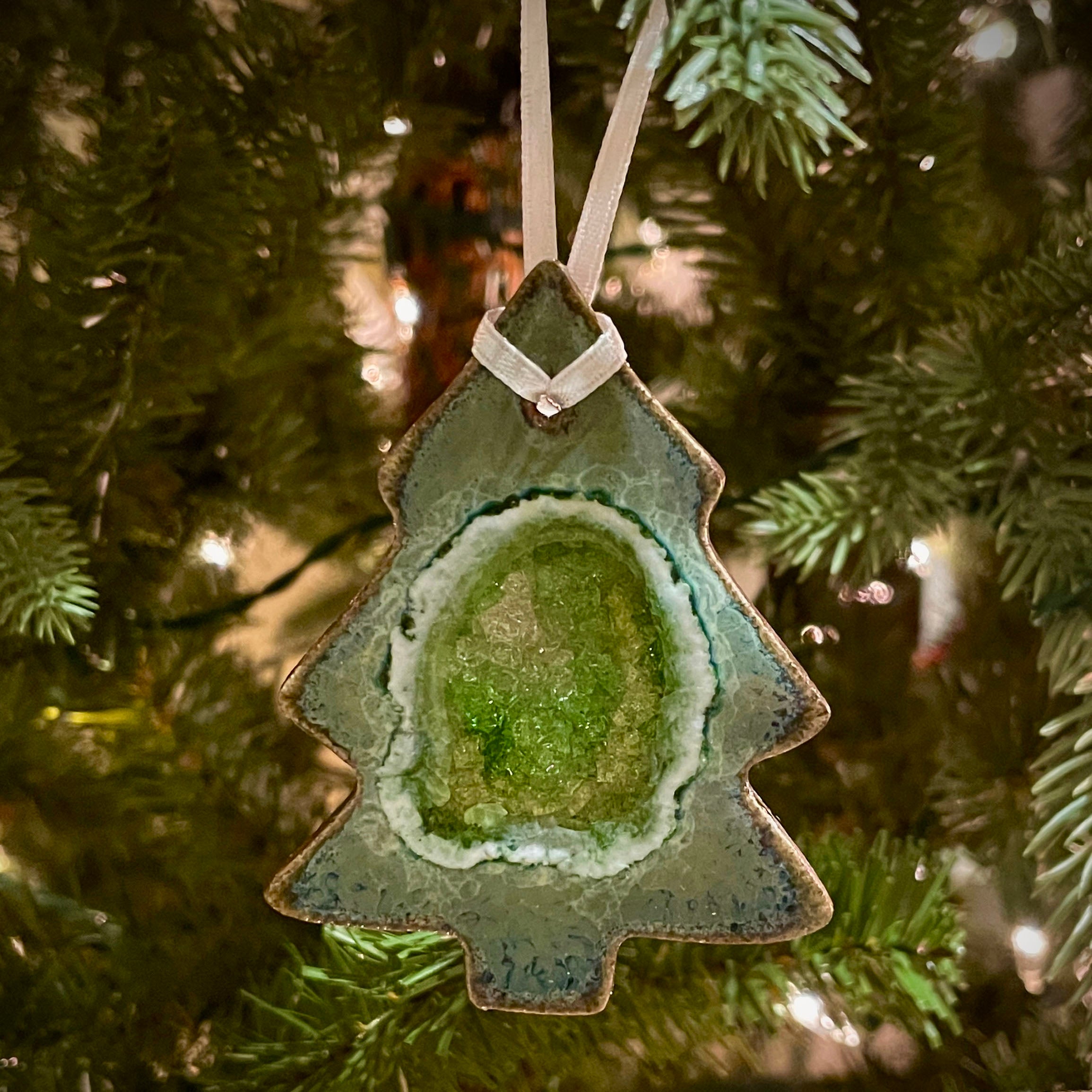 Dock 6 Pottery Pine Christmas Tree Ornament with Fused Glass, Jungle G – The Barrington Garage