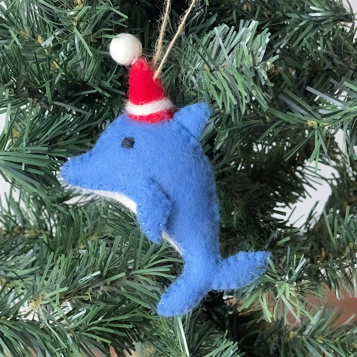 Dolphin Santa Handmade Felt Ornament - Global Crafts Wholesale